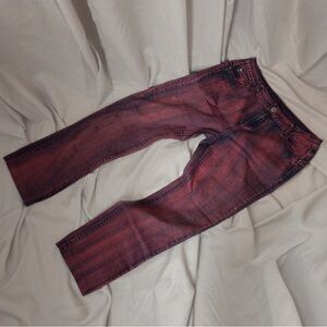 Red Overdyed / Acid-Wash Jeans - Y2K / Grunge / Helmut Lang Vibe